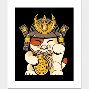 Lucky Cat Samurai (Maneki Neko) Posters and Art